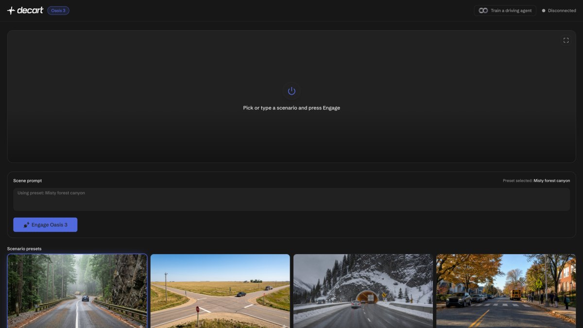 Decart launches Oasis 3 — a photorealistic model for driving simulations